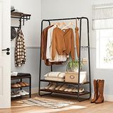 Frefly Store Portmanto Elbise Askısı, 2 Raflı, Vintage Kahverengi-Siyah