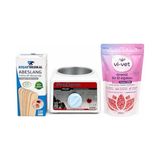Frefly Store Proderm +Plus Profesyonel Ağda Seti, Wax Heater 45 + Vi-Vet Pudralı Granül Sir El Ağdası 250G + 100 Adet Spatula