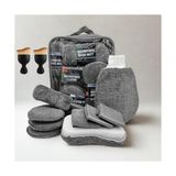 Frefly Store Profesyonel 11 Parça Mikrofiber Araç Oto Yıkama Seti Araç Fırçası Araç Mikrofiber Bez Seti - Antrasit - 13 cm