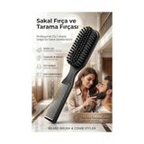 Frefly Store Profesyonel Sakal Fırçası ve Tarağı, 2'si 1 Arada Fade Ense Fırçası, Doğal Kıl Sakal Şekillendirici Bakım Seti 719584
