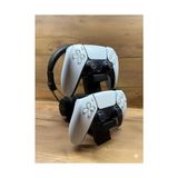 Frefly Store Ps5 Dualsense 2’li Oyun Kolu ve Kulaklık Standı Siyah Renk | 3D Baskı Şık Dikey Tutucu (21.5X18X4 Cm)