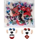 Frefly Store Renkli Oynar Göz 12 mm Yüz Seti 96 Lı 1 Paket Ağız Kulak Burun Bıyık Dudak Plastik Anasınıfı Kreş Etkinlik Hobi Tasarım Elişi