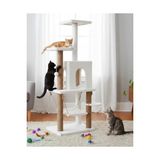 Frefly Store Reyo Pet Y01 Salıncaklı Yuvalı Lüx Kedi Tırmalama Oyun Evi Beyaz