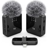 Frefly Store Rongep [2'li Kablosuz Yaka Mikrofonu] Iphone/android Telefonlar/type-C Girişli Pc'ler Için Type-C/lightning Giriş 8-10 Saat Pil Ömrü 20 Metreye Kadar Menzilli Tak Çalıştır Kablosuz Mikrofon (Siyah)