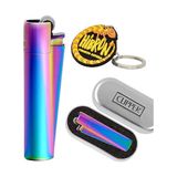Frefly Store Sağlam Metal Çakmak, Buji Taşı ile Ateşleme, Fırçalanmış Krom Yüzey, Mavi, Yeşil ve Lila Renk Karışımı, Mavi ve Mor Karışık Renk