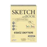 Frefly Store Sahra A4 Spiralli Eskiz Defteri – 50 Yaprak, 90 gr Ince Dokulu Ivory Kağıt Sketchbook, Çizim ve Boyama Defteri - 41 Delft Blue