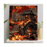 Frefly Store Sayılarla Boyama Tuval Seti Fırça Boya Dahil (Çıtalı) 40X50 cm - Taş Ev - 41 Delft Blue