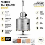 Frefly Store Sds Plus Beton Buat Açma Seti 80 mm Karbür Uçlu Delme Pançı - 000-Siyah