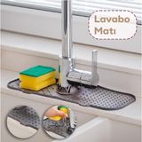 Frefly Store Seahome 1 Adet Elastik Lavabo Matı Su Tutucu Düzenleyici Kaydırmaz Mutfak Tezgahı Koruma Banyo Matı Musluk Matı Antrasit Renk SEA154A
