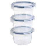 Frefly Store Şeffaf Plastik Saklama Kabı Seti, 750 Ml, Yuvarlak, 3 Parça