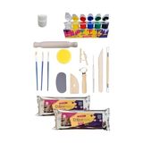 Frefly Store Seramik Başlangıç Seti, 8'li Ebeşuarlı Set, 2 Adet 1 Kg, Beyaz Seramik Hamuru, Kil Çamuru Beyaz