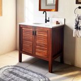Frefly Store Shark Anatolia Maun Ağacı Masif Ahşap Banyo Dolabı 80CM