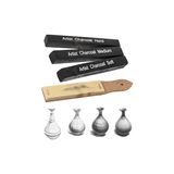 Frefly Store Sıkıştırılmış Kömür Füzen Seti 3 Lü ve Zımpara 1 Paket Siyah Kare Press Kömür Füzen Yassı Çizim Gölgelendirme Grafit - 41 Delft Blue