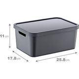 Frefly Store Smartware 4'lü Set Stafi Çok Amaçlı Kapaklı Kutu Antrasit 4,5 Lt - Antrasit, Çok Amaçlı Kapaklı Kutu, Ev-Ofis-Depo Için, Kapaklı Saklama Kutusu - 001-Renkli