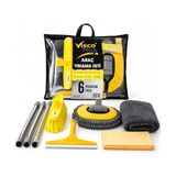 Frefly Store Sogud Viscomop Araç Yıkama Seti - Oto Temizlik Kiti - 6'lı Premium Araba Bakım Paketi - Mop Fırça Cam Çek Kurulama Bezi Cam Bezi 3 Parçalı Sap - Iç Dış Detaylı Temizlik - Antrasit - 13 cm