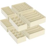 Frefly Store Songmıcs Iç Çamaşırı Düzenleyici 8'li Set, Çekmece Düzenleyici, Katlanabilir, Elbise Dolabı, Saklama Kutusu, Kumaş Kutular, Saklama, Sütyen, Çorap, Kravat Için, Bej RUS008M01 - 00-Siyah - Beyaz - 1 - 2 cm