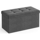 Frefly Store Songmıcs Saklama Alanlı Oturma Bankı, Oturma Sandığı, Tabure, Saklama Kutusu, Ayak Koyma Yeri, Katlanabilir, 300 Kg'a Kadar Taşıyabilir, 80 L, 76 x 38 x 38 Cm, Suni Keten, Koyu Gri, SPF47K - 001 - Beyaz