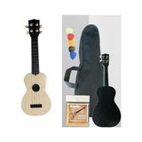 Frefly Store Soprano Ukulele, 4 Telli, Bej Renk, Ahşap Gövde, Mat Kaplama, Naylon Tel, Çanta ve Pena Seti ile Birlikte, 53 x 20 x 8 cm