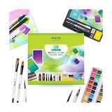 Frefly Store Sulu Boya Seti, Profesyonel 36 Sabit Pigment Boyama Kutusu, Yüksek Pigmentasyon, Sanatçılar, Öğrenciler, Yetişkinler Için 12 Sulu Boya Kağıdı