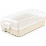 Frefly Store Suwors Şeffaf Kapaklı Buzdolabı Düzenleyici Kutu | 32X18 cm Plastik Gıda Organizeri | Kar Beyaz Taban | Kapaklı Saklama Kutusu, Buzdolabı ve Mutfak Için Pratik Çözüm - Abanoz - 32 x 18 cm