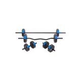 Frefly Store Tan Spor 30 (150 Cm) Düz Barlı +Z Barlı Dambıl Dumbell Ağırlık Halter Full Set Mavi Kapaklı