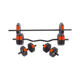 Frefly Store Tan Spor 50 (150 Cm) Düz Bar + Z Bar Dambıl Dumbell Ağırlık Halter Full Set Kırmızı Kapaklı