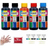 Frefly Store Tanklı Yazıcı Mürekkep Seti, 5 x 100 Gr. Uyumlu Dolum - 000-Siyah