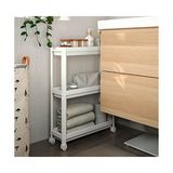 Frefly Store Tekerlekli Dikdörtgen 3 Katlı Raf Ünitesi - Banyo Mutfak Düzenleyici Organizer Raf - Modern Shelf Unit (Beyaz)