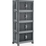 Frefly Store Tekerlekli Portatif Organizer, Çok Amaçlı Katlanabilir Dolap, Kapaklı - 00-Siyah - Beyaz - 1 - 2 cm