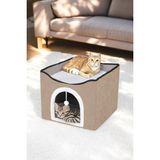 Frefly Store Tineke Sevimli Katlanır Taşınabilir Çok Fonksiyonlu Kapalı Kedi Evi Yatağı Kahverengi - 02-Gri