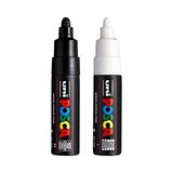 Frefly Store Uni Pc-7m Marker Sanat Kalemi - Büyük Mermi Ucu - 4,5-5,5 mm Uç - [2'li Paket] - Siyah ve Beyaz - 41 Delft Blue