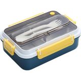Frefly Store Vagonlife Bento 1000ML Lunchbox Tek Katlı 3 Bölmeli Çelik Sefer Tası Yemek Kutusu (Lacivert-Sarı) - Adaçayı