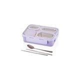 Frefly Store Vagonlife Bento 950ML Lunchbox Tek Katlı 4 Bölmeli Çelik Sefer Tası Yemek Kutusu (Mor)