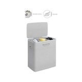 Frefly Store Valletta Paloma 120L Üç Yıkanabilir Bölmeli Katlanabilir Kumaş Kirli Çamaşır Sepeti Light Gray - 00-Siyah - Beyaz