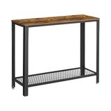 Frefly Store Vasagle Konsol Masası, 2 Katlı Koridor Masası, Izgara Raflı, Dar Masa, Metal Çerçeve, Ayarlanabilir Ayaklar, Koridor, Giriş, Oturma Odası, Endüstriyel Tarz, Vintage Kahverengi-Siyah LNT80X