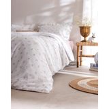 Frefly Store Veronique Çift KIŞILIK%100 Pamuk Fırfırlı Baskılı Çarşaflı Nevresim Takımı - Beyaz/pudra - 01P-Pembe - 100 x 120 cm