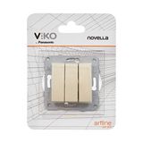 Frefly Store Viko Novella Trenda Bronz Mekanizma+Düğme Kapak Üçlü Anahtar - 0-Koyu Mavi - 1 Adet