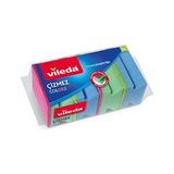Frefly Store Vileda 169750 Colors Çizmez Sünger 4'lü Oluklu, Yeşil-Mavi-Pembe