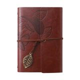 Frefly Store Vintage Yaprak Motifli Pu Deri Defter – 80 Sayfa Çizgisiz Günlük, 14.5X10.5 Cm, Yaprak Şeklinde Metal Kapatmalı Retro Ajanda & Not Defteri, Seyahat Defteri, Travel Journal (Kiremit)