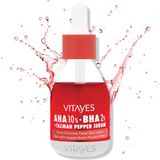 Frefly Store Vıtayes Aha%10 Bha%2 Kırmızı Peeling Cilt Serumu - Gözenek Sıkılaştırıcı, Cilt Canlandırıcı, Yenileyici, Ton Eşitleyici, Arındırıcı, Siyah Nokta ve Akne Karşıtı, Anti-Aging, Yaşlanma Karşıtı 30 ml