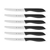 Frefly Store Wmf Classic Line 6 Parça Kahvaltı Bıçağı Seti, 23 Cm, Tırtıklı Ekmek ve Sandviç Bıçağı, Özel Bıçak Çeliği, Plastik Sap, Siyah