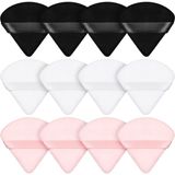 Frefly Store Xspring Pudra Pufu, 12 Parça Üçgen Makyaj Pufu, Kurdele Bantlı Yumuşak Fondöten Süngeri, Mineral Pudra Için Islak ve Kuru Kullanım, Loose Pudra ve Vücut Için Makyaj Aracı (Siyah, Beyaz, Pembe) - 001