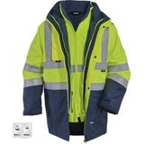 Frekans İş Güvenliği 5+1 Reflektörlü Kışlık Mont Parka Içi Çıkmalı Sarı Yerli Kaban Işçi Montu Mühendis Montu - 3XL