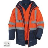 Frekans İş Güvenliği 5+1 Reflektörlü Kışlık Mont Parka Içi Çıkmalı Turuncu Yerli Kaban Işçi Montu Mühendis Montu - XL