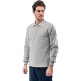 Frekans İş Güvenliği Polo Yaka Gri Uzun Kollu Sweatshirt Pike Örme Iş Tişörtü - 3XL