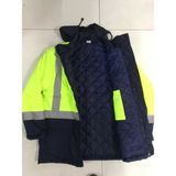 Frekans İş Güvenliği Reflektörlü Su Geçirmez Oxford Parka Kışlık Mont Sarı-Lacivert Iş Montu Mühendis Montu - 2XL