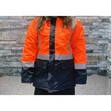 Frekans İş Güvenliği Reflektörlü Su Geçirmez Oxford Parka Kışlık Mont Turuncu-Lacivert Iş Montu Mühendis Montu - 3XL