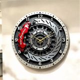 Fren Disk Araba Tamirci Renkli Baskı Desenli Sayılı Hediyelik Ahşap Sessiz Tablo Duvar Saati 114 Renkli