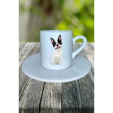 French Bulldog Köpek Baskılı Türk Kahvesi Fincanı Tabaklı Kişiye Özel Model 4