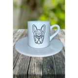 French Bulldog Köpek Baskılı Türk Kahvesi Fincanı Tabaklı Kişiye Özel Model 5